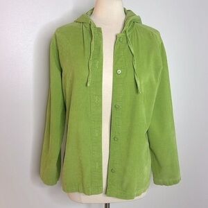 Casablanca sport lime green corduroy button front hooded jacket medium